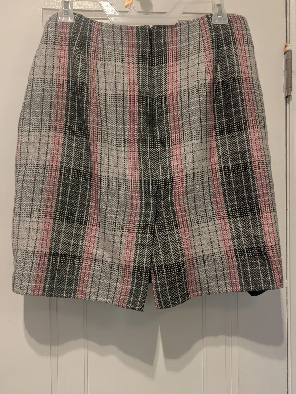 Talbots Pink, Gray, Red & White Plaid Pencil Skirt